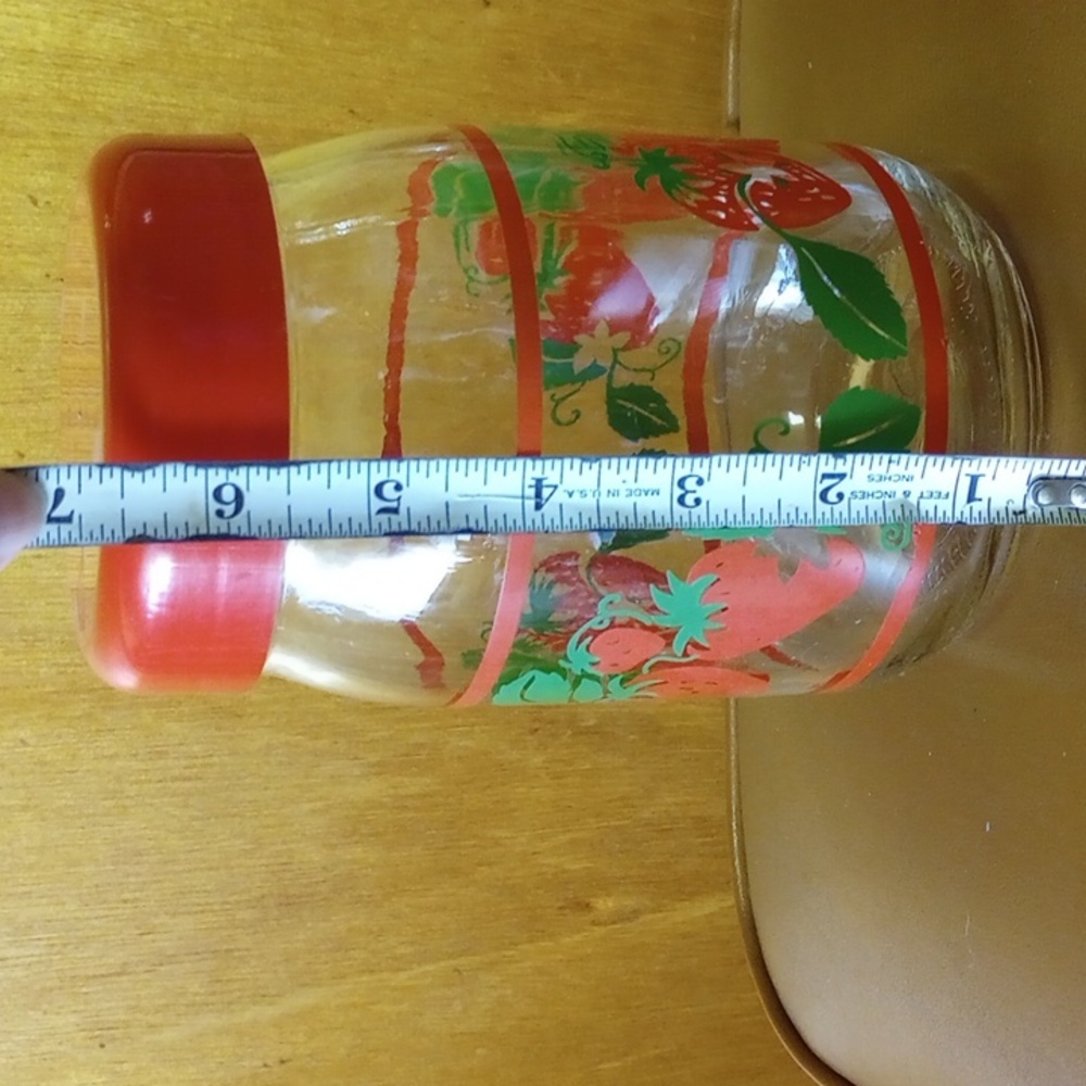 Glass Jar w/ Lid & Red and Green Strawberry Design - Picture 4 of 6